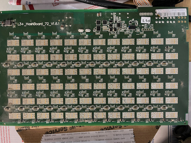 L3+ V1.6 hashboard shows missing or very few chips and  abnormal temp readings.
